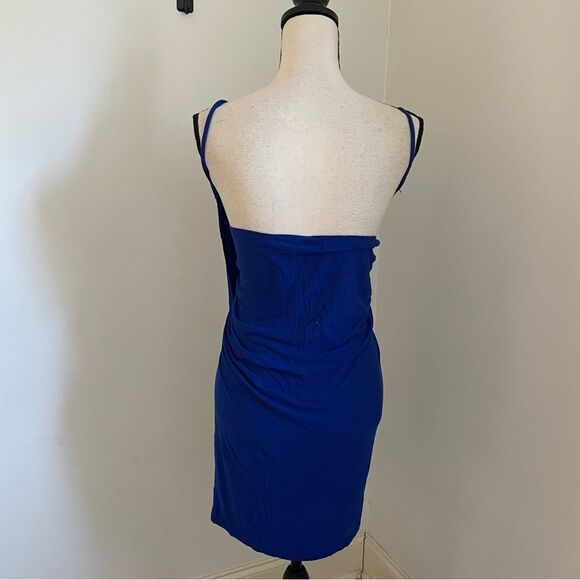 VENUS Blue Slip Dress Wrap Style Coverup One Size Minimalist Beach Cover Resort - Picture 3 of 8